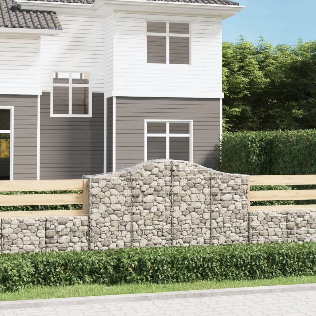 vidaXL Cestas de gaviones 9 uds forma de arco hierro 200x50x120/140 cm
