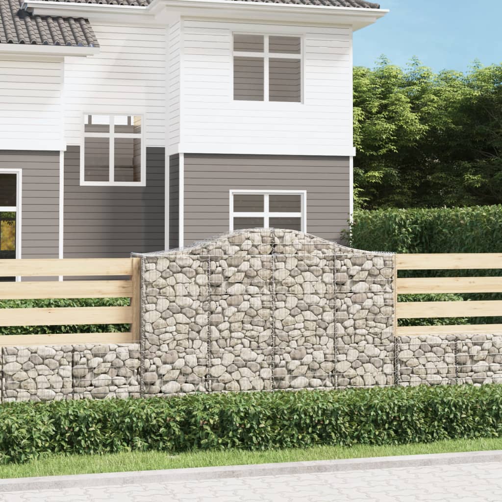 vidaXL Cestas de gaviones 3 uds forma de arco hierro 200x50x140/160 cm
