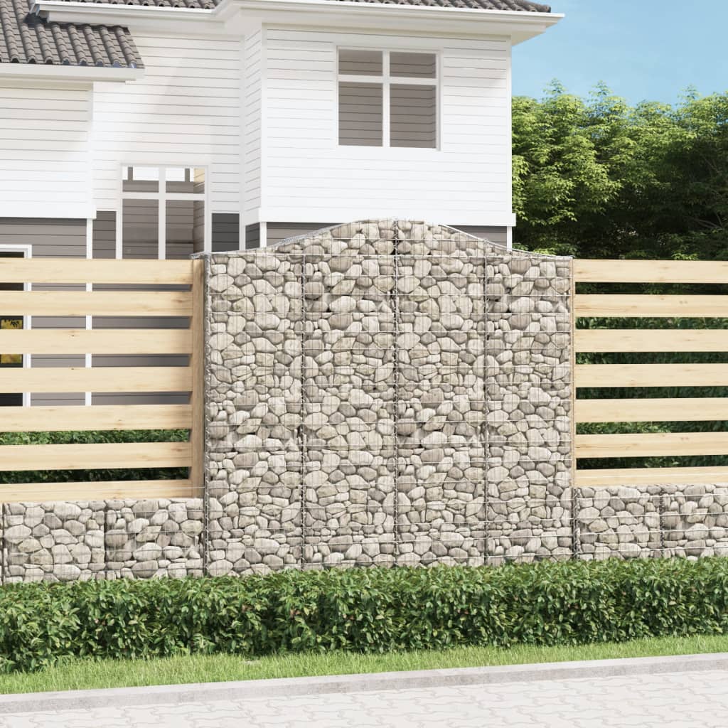 vidaXL Cestas de gaviones 3 uds forma de arco hierro 200x50x200/220 cm