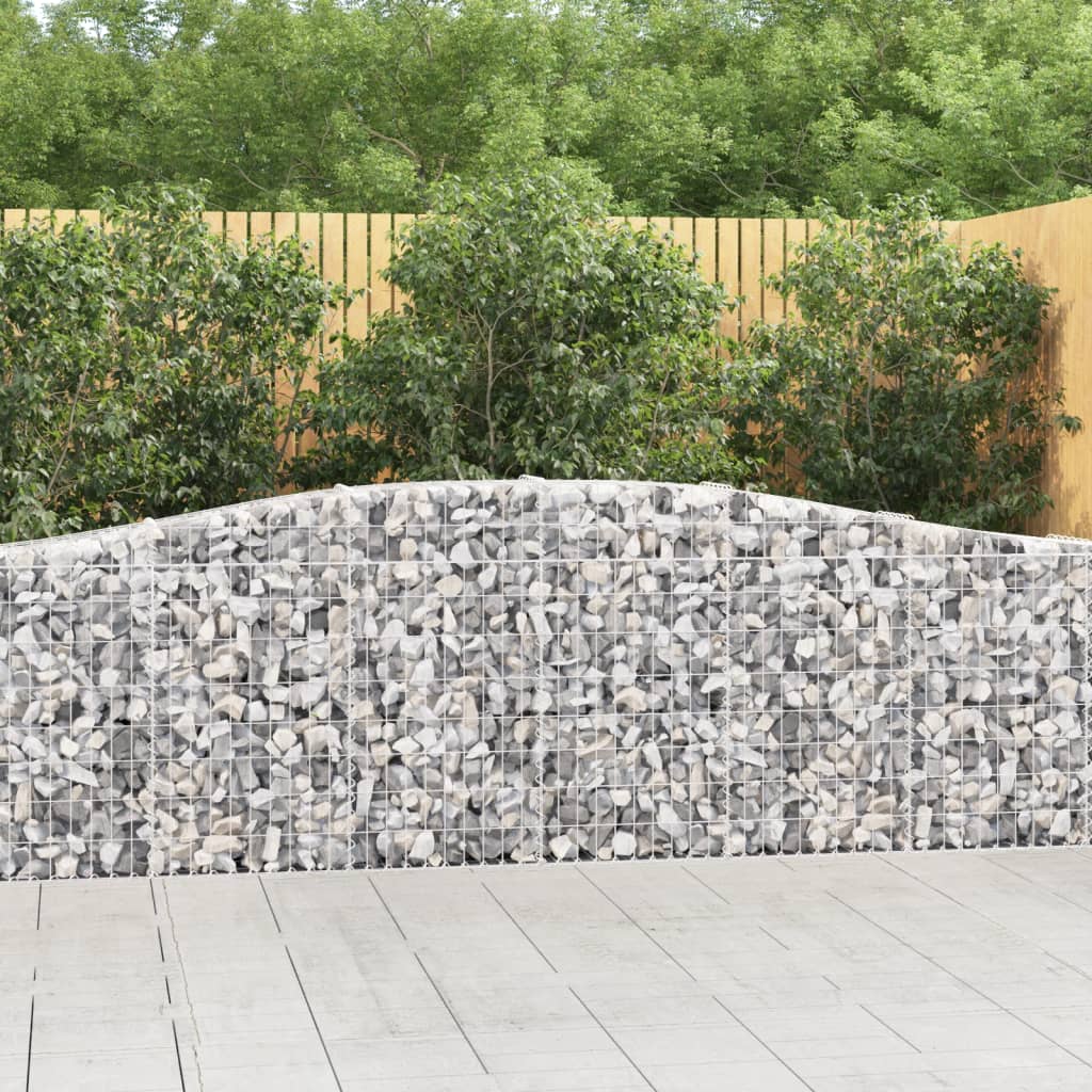 vidaXL Cestas de gaviones 9 uds forma de arco hierro 400x30x80/100 cm