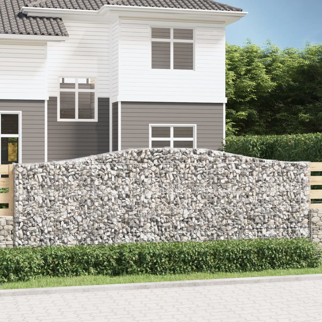 vidaXL Cestas gaviones 7 uds forma de arco hierro 400x30x140/160 cm