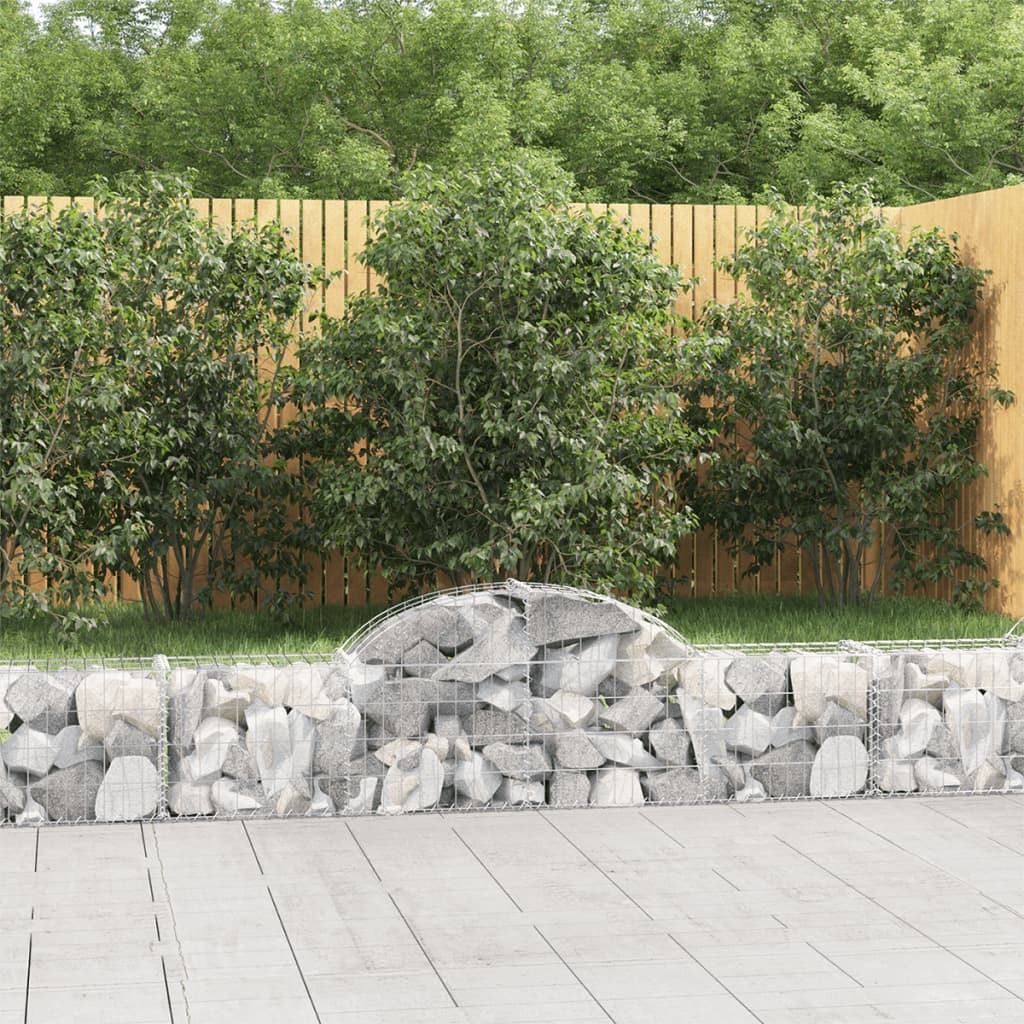 vidaXL Cestas de gaviones 12 uds forma de arco hierro 200x30x40/60 cm