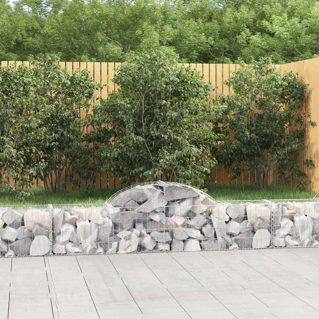 vidaXL Cestas de gaviones 18 uds forma de arco hierro 200x30x40/60 cm