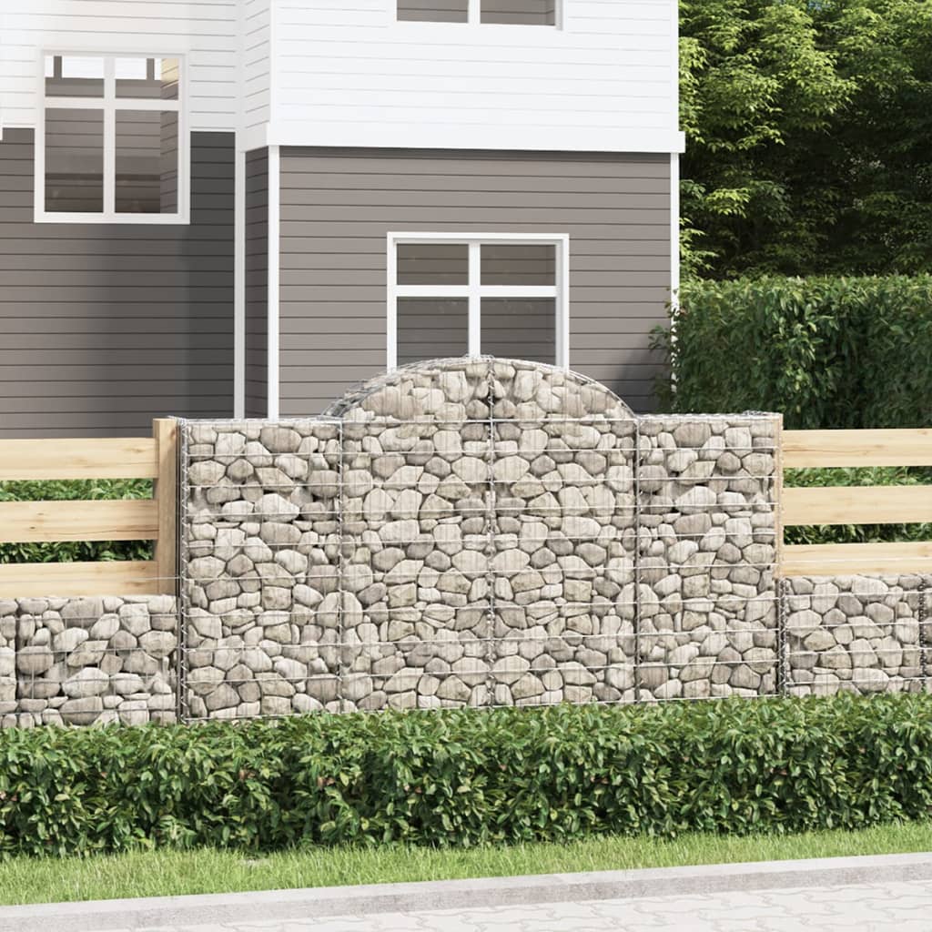 vidaXL Cestas de gaviones 3 uds forma de arco hierro 200x30x120/140 cm