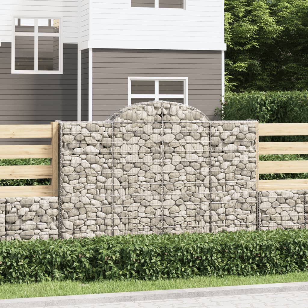 vidaXL Cestas gaviones 8 uds forma de arco hierro 200x30x140/160 cm