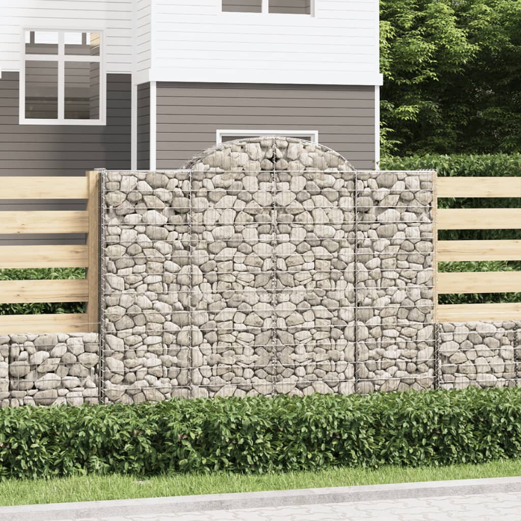 vidaXL Cestas gaviones 2 uds forma de arco hierro 200x30x160/180 cm
