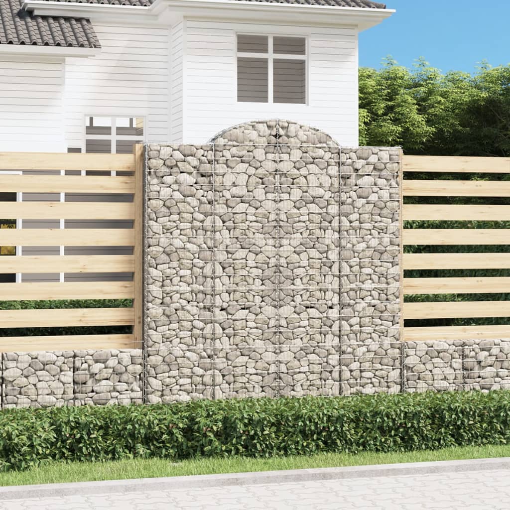 vidaXL Cestas de gaviones 2 uds forma de arco hierro 200x30x220/240 cm