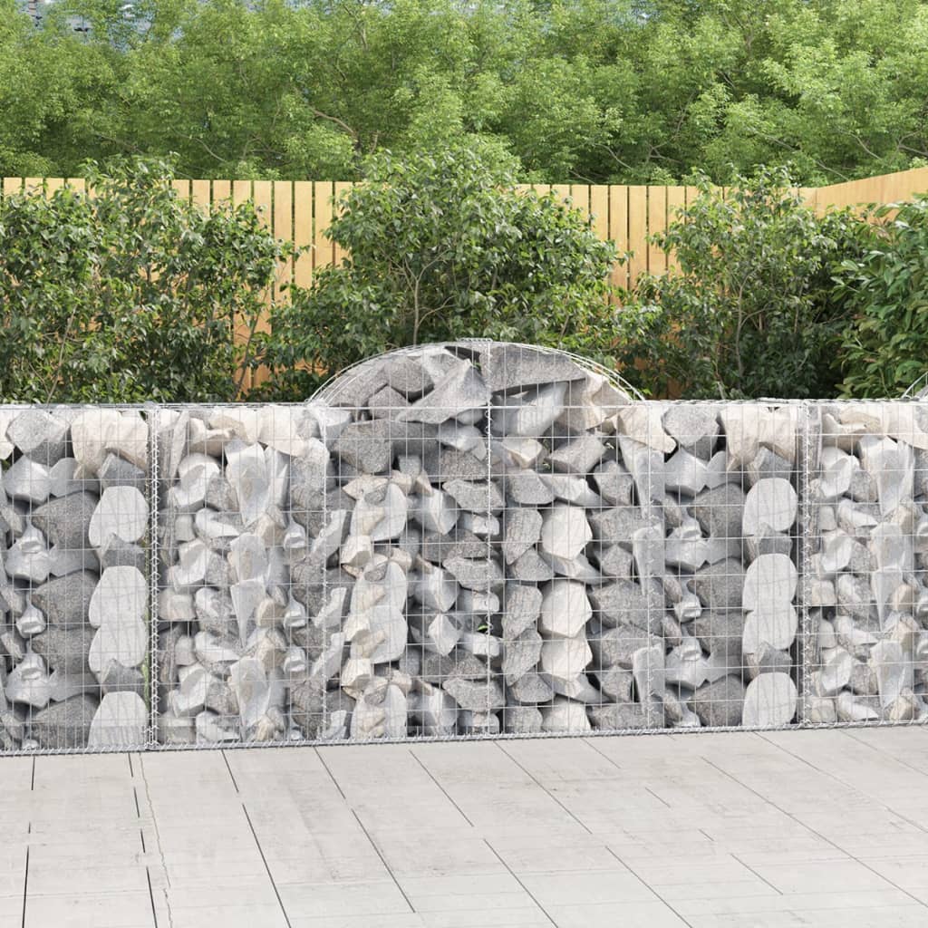vidaXL Cestas de gaviones 7 uds forma de arco hierro 200x50x100/120 cm