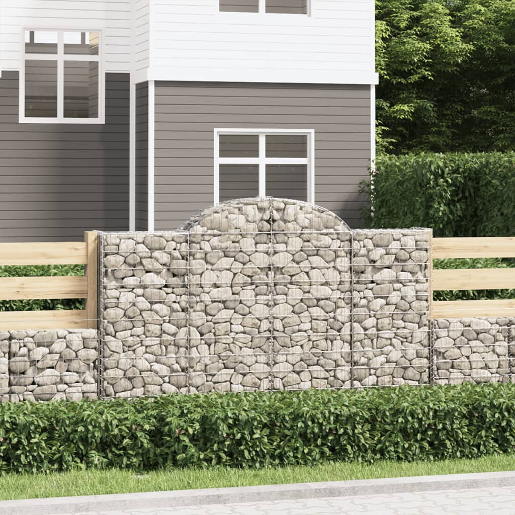 vidaXL Cestas gaviones 12 uds forma de arco hierro 200x50x120/140 cm