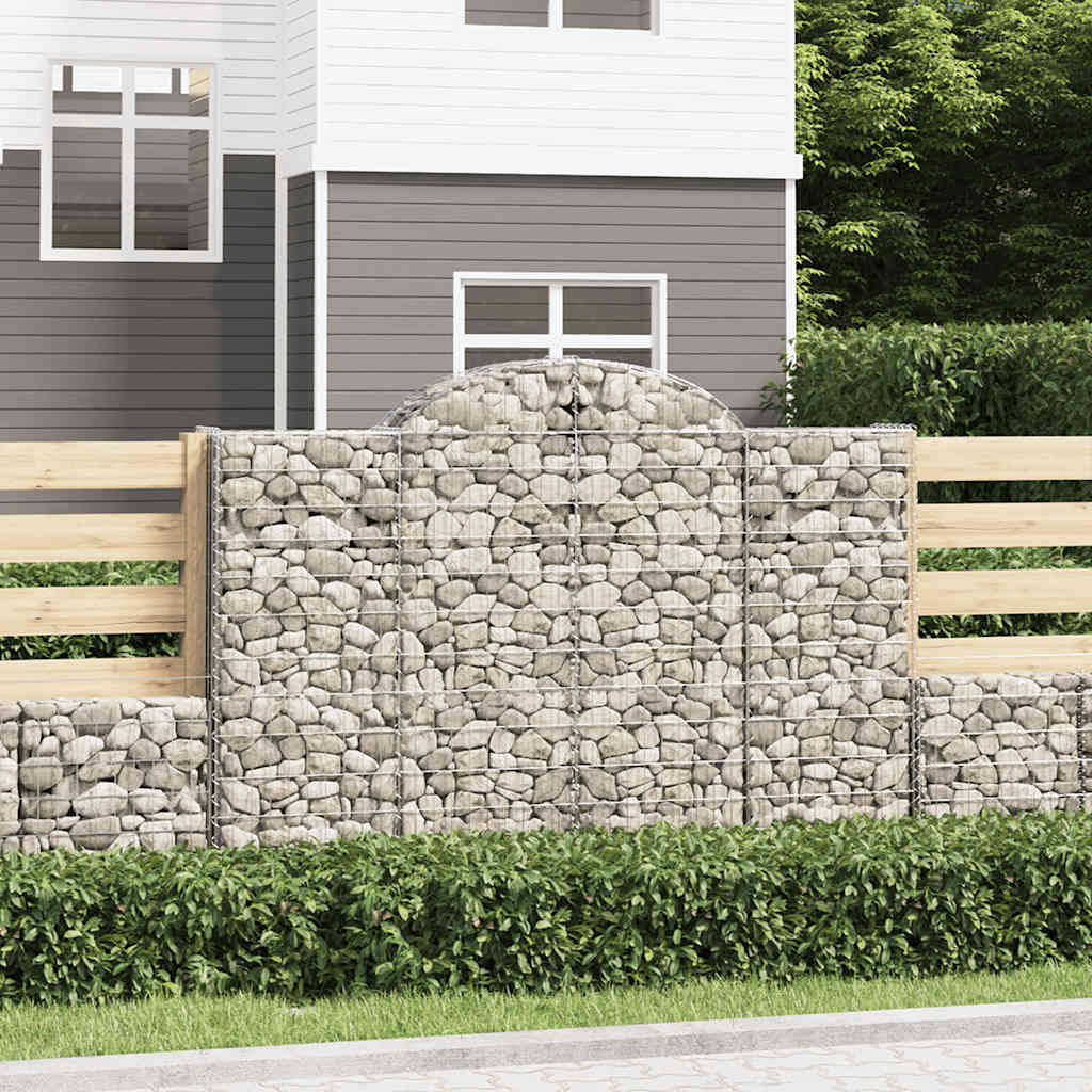 vidaXL Cestas gaviones 10 uds forma de arco hierro 200x50x140/160 cm