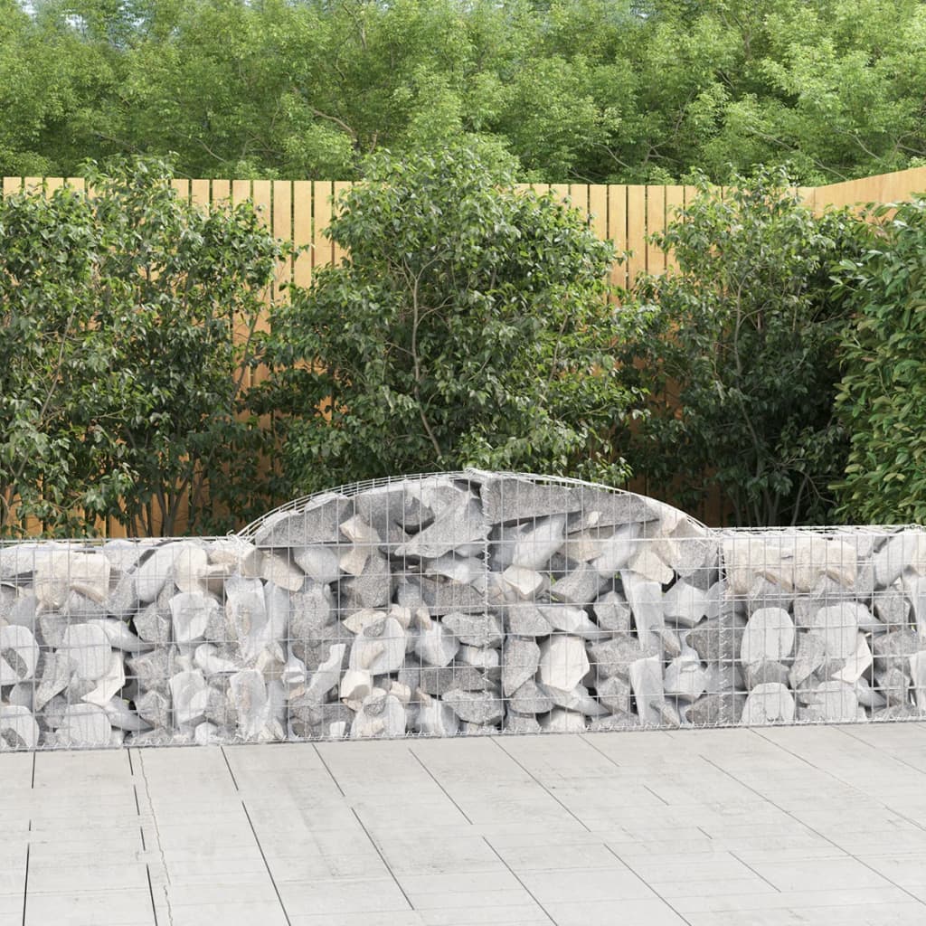 vidaXL Cestas de gaviones 12 uds forma de arco hierro 300x30x60/80 cm