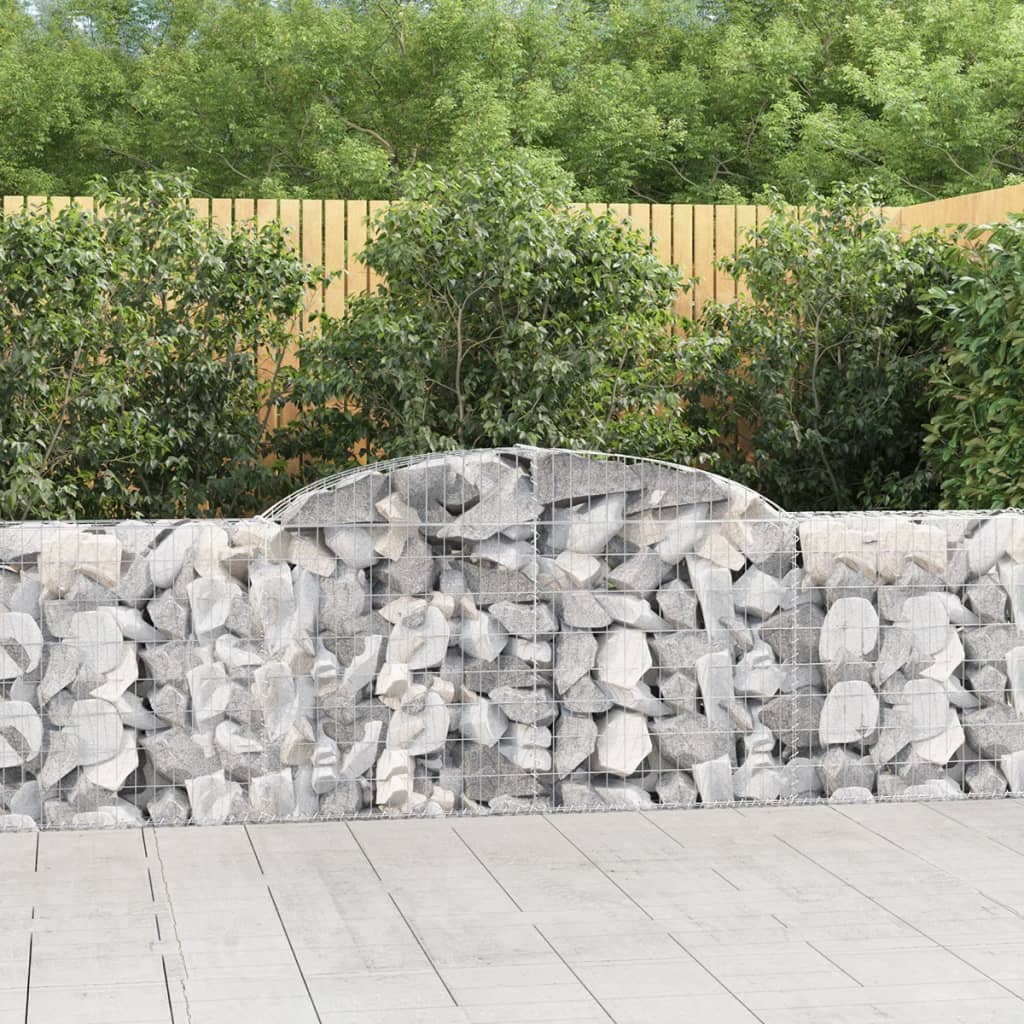 vidaXL Cestas de gaviones 3 uds forma de arco hierro 300x30x80/100 cm