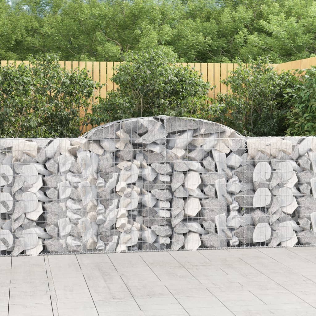 vidaXL Cestas de gaviones 6 uds forma de arco hierro 300x30x100/120 cm