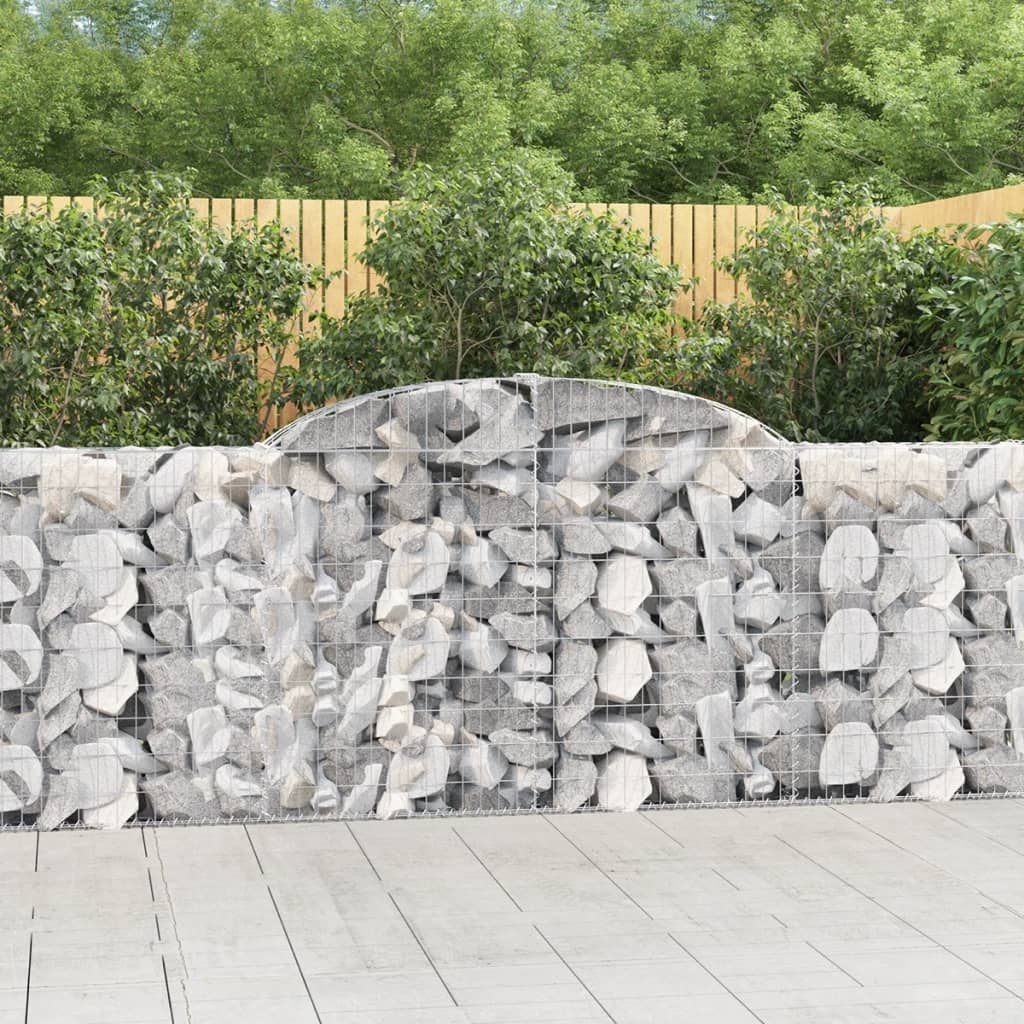 vidaXL Cestas de gaviones 15 uds forma arco hierro 300x30x100/120 cm