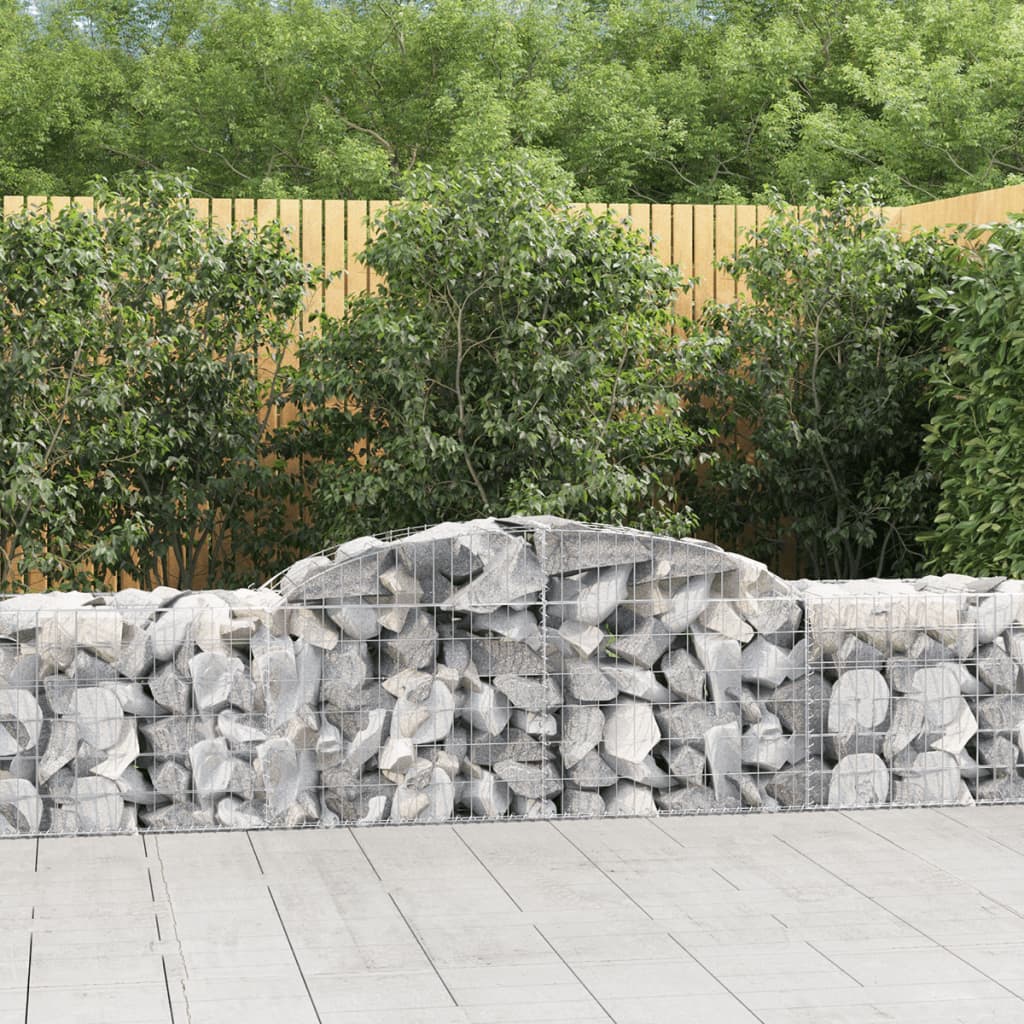 vidaXL Cestas de gaviones 12 uds forma de arco hierro 300x50x60/80 cm