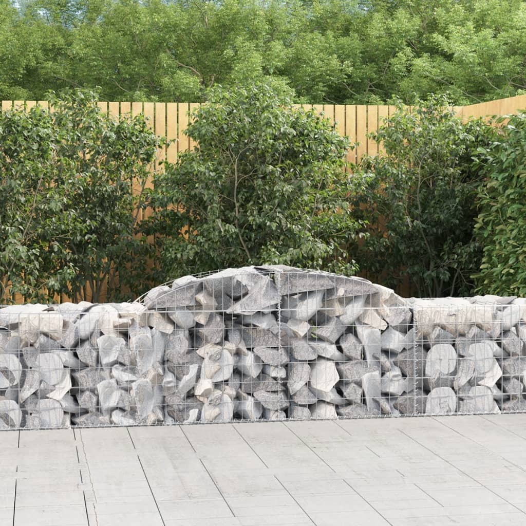 vidaXL Cestas de gaviones 12 uds forma de arco hierro 300x50x60/80 cm
