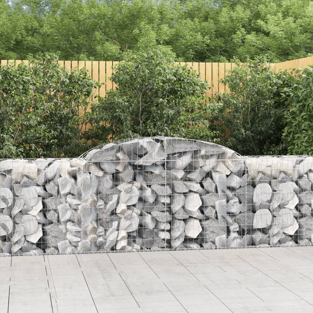 vidaXL Cestas de gaviones 7 uds forma de arco hierro 300x50x80/100 cm