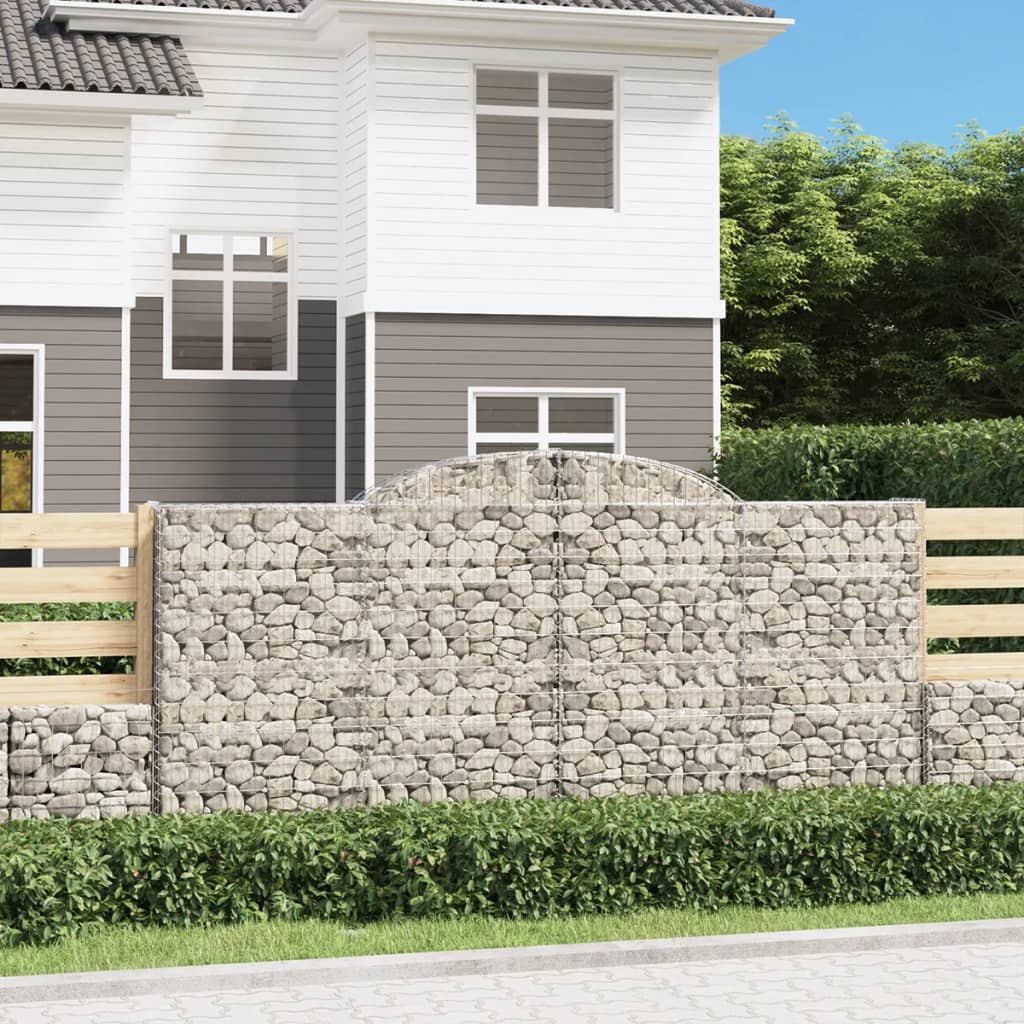 vidaXL Cestas gaviones 4 uds forma de arco hierro 300x50x140/160 cm