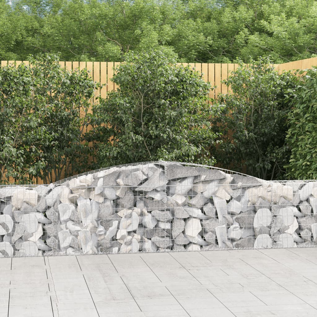 vidaXL Cestas de gaviones 3 uds forma de arco hierro 400x30x60/80 cm
