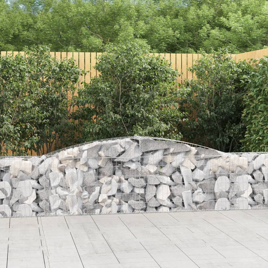 vidaXL Cestas de gaviones 5 uds forma de arco hierro 400x30x60/80 cm