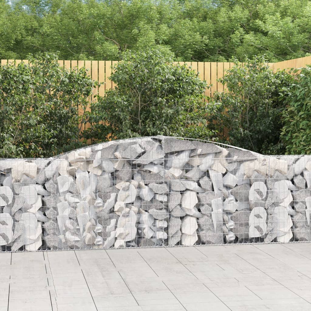 vidaXL Cestas de gaviones 3 uds forma de arco hierro 400x30x80/100 cm