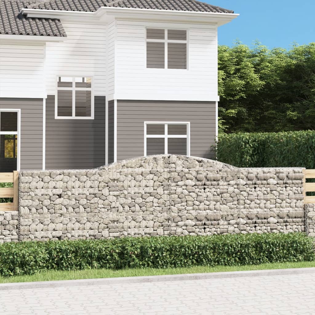 vidaXL Cestas de gaviones 4 uds forma de arco hierro 400x30x120/140 cm