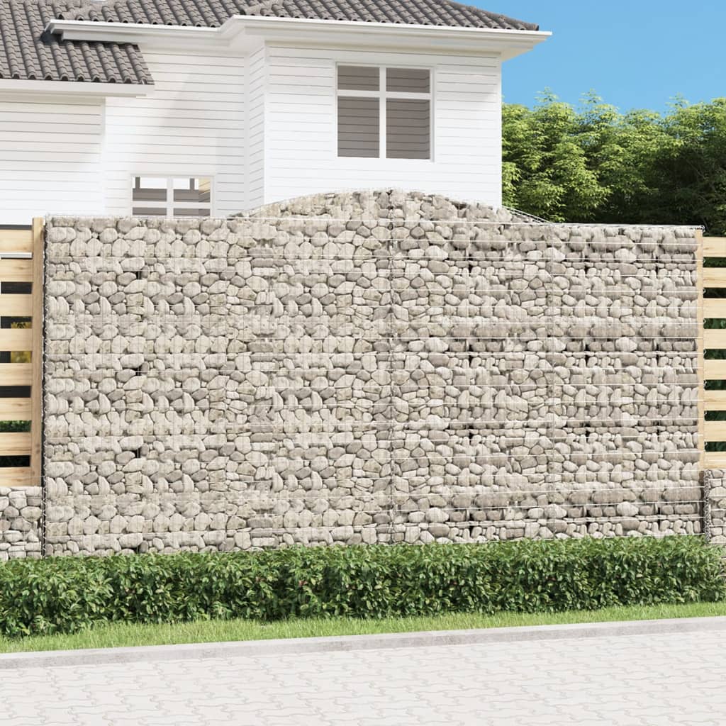 vidaXL Cestas de gaviones 5 uds forma de arco hierro 400x30x220/240 cm