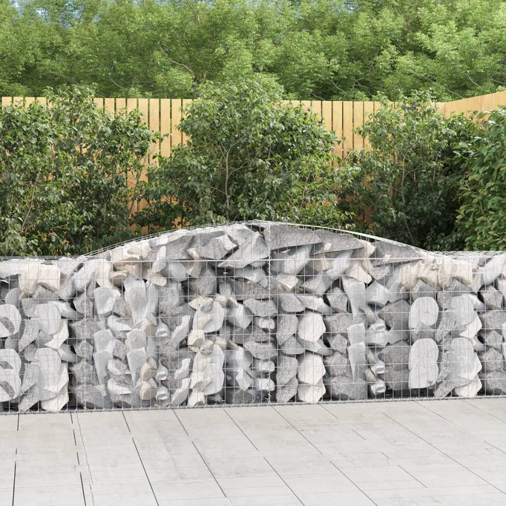vidaXL Cestas de gaviones 5 uds forma de arco hierro 400x50x80/100 cm