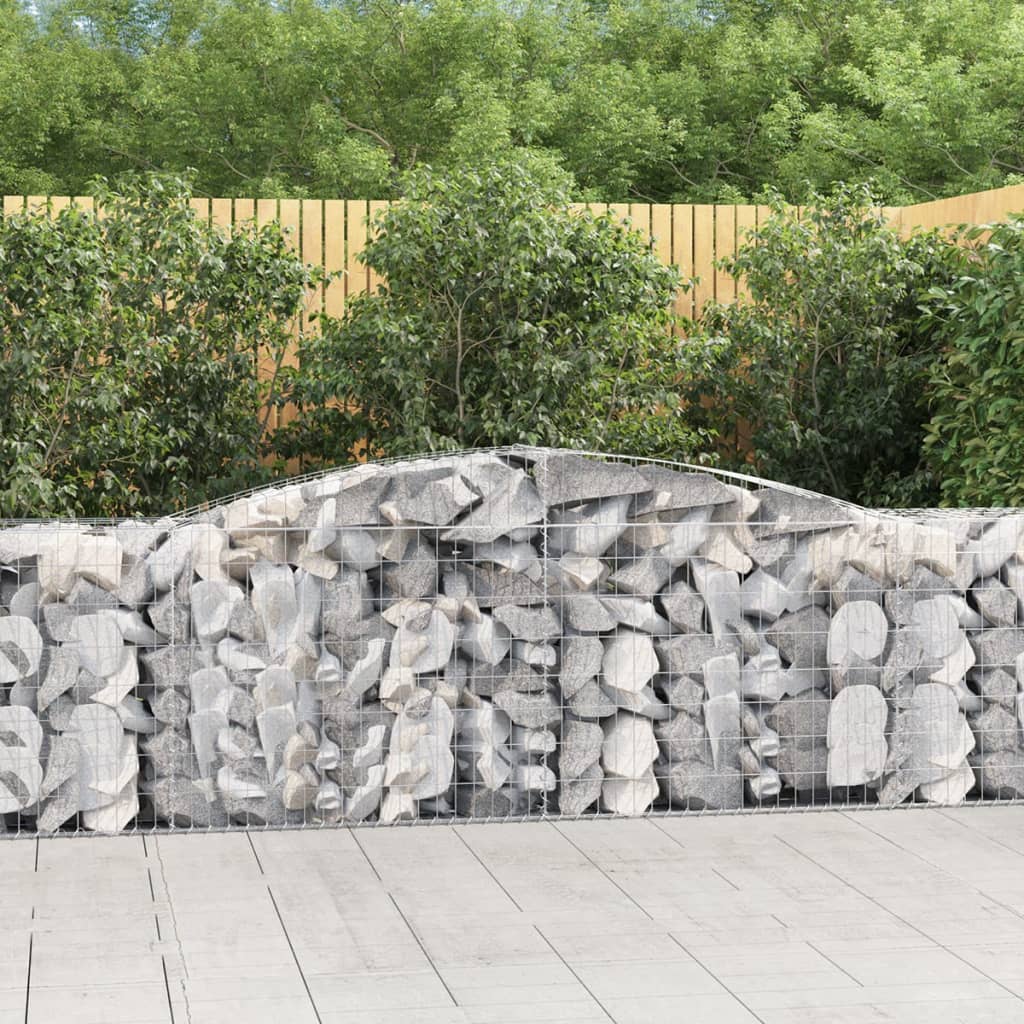vidaXL Cestas de gaviones 6 uds forma de arco hierro 400x50x80/100 cm