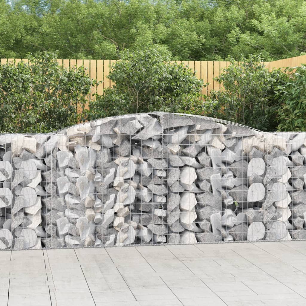 vidaXL Cestas de gaviones 5 uds forma de arco hierro 400x50x100/120 cm