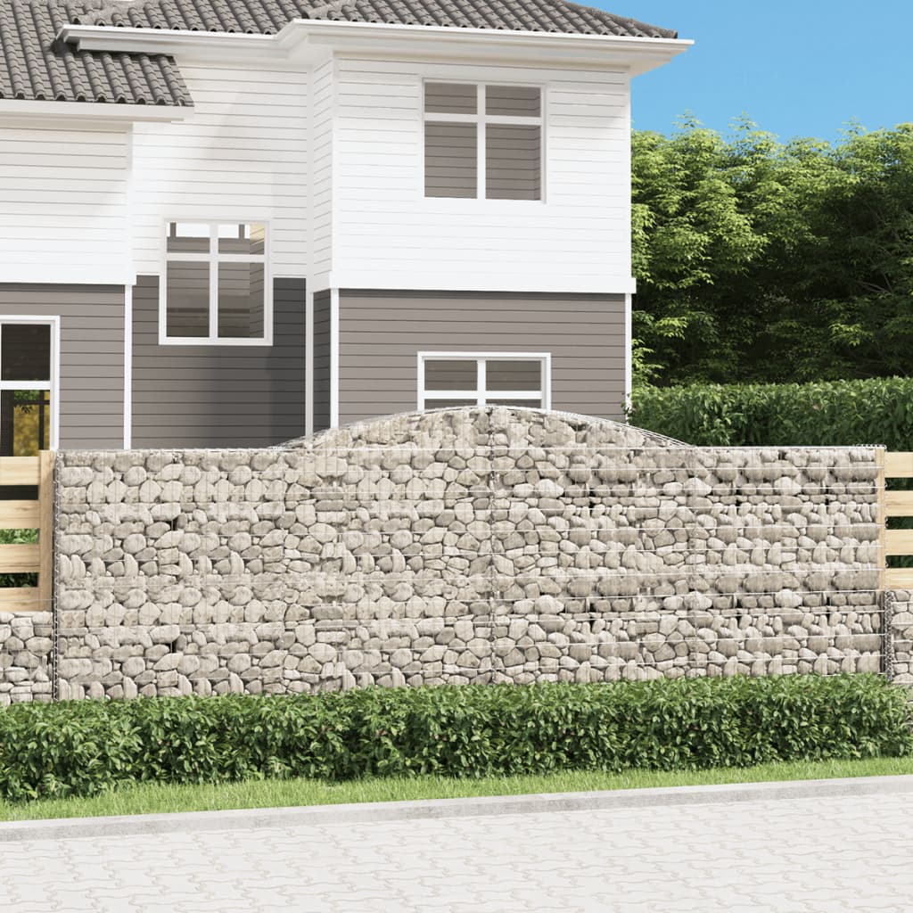 vidaXL Cestas gaviones 6 uds forma de arco hierro 400x50x140/160 cm