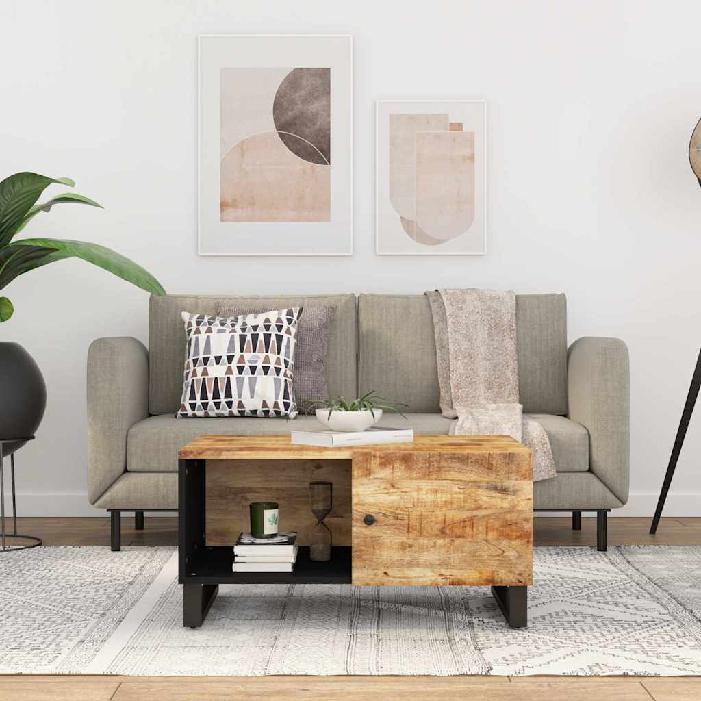 vidaXL Mesa de centro madera maciza mango y contrachapada 80x50x40 cm