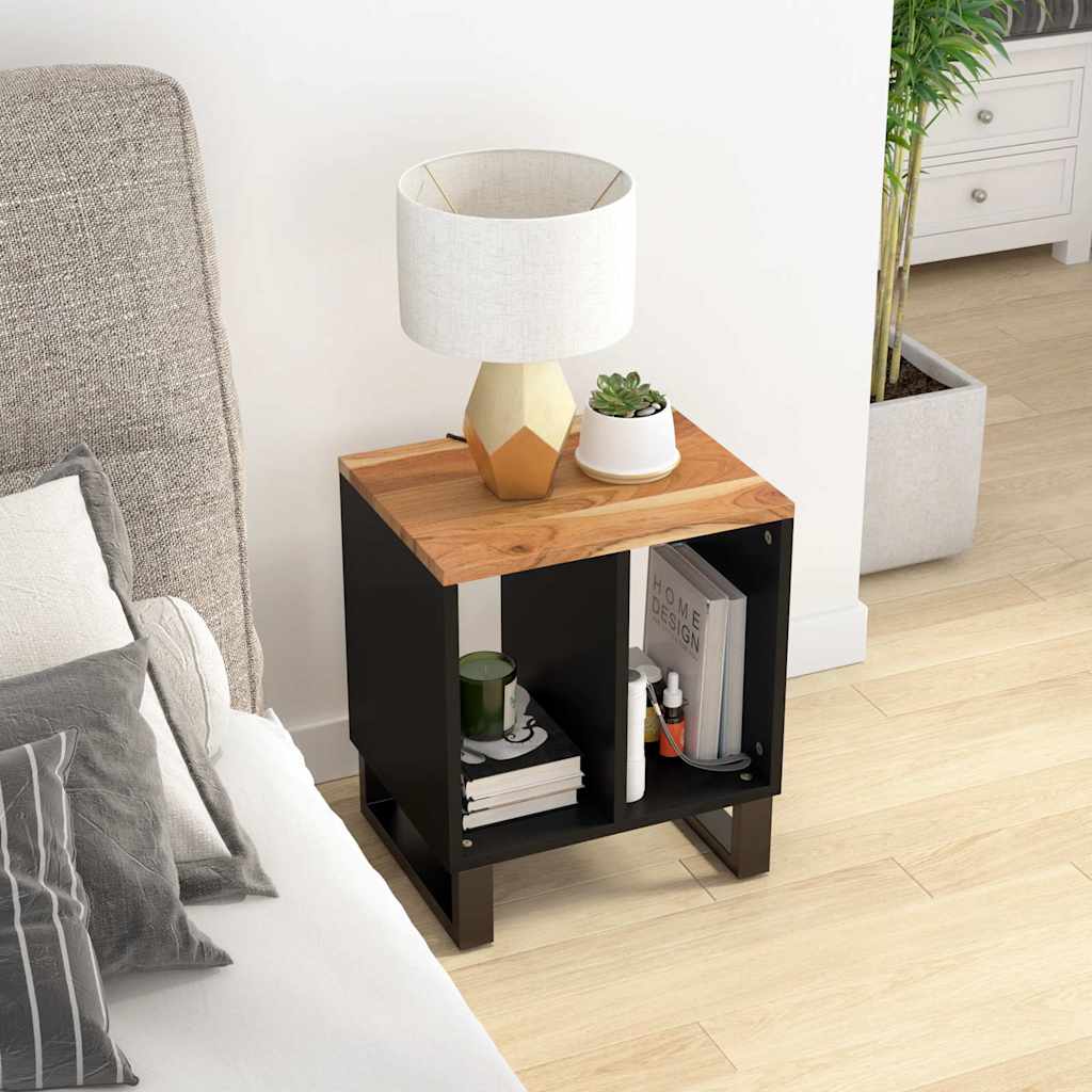 vidaXL Mesa auxiliar madera maciza acacia y contrachapada 40x31x46 cm