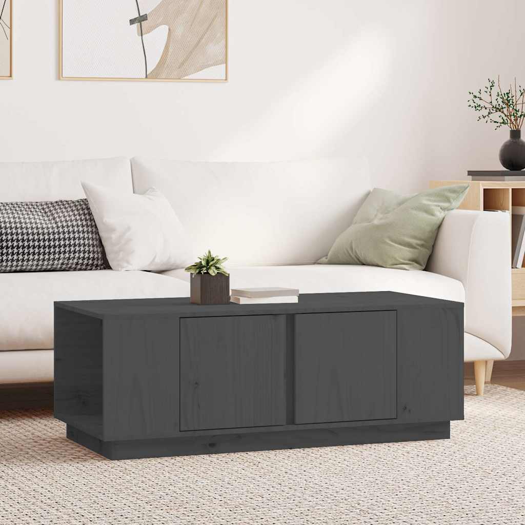vidaXL Mesa de centro de madera maciza de pino gris 110x50x40 cm