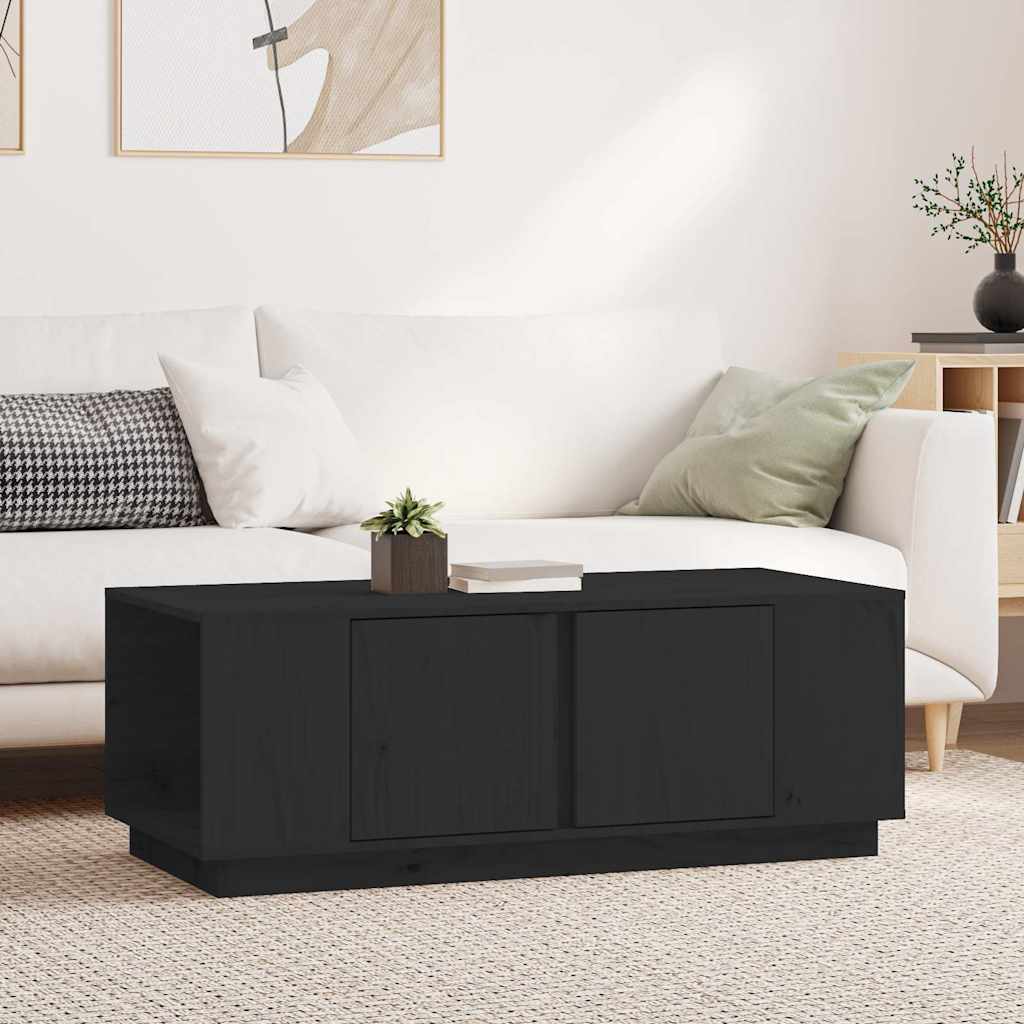 vidaXL Mesa de centro de madera maciza de pino negro 110x50x40 cm