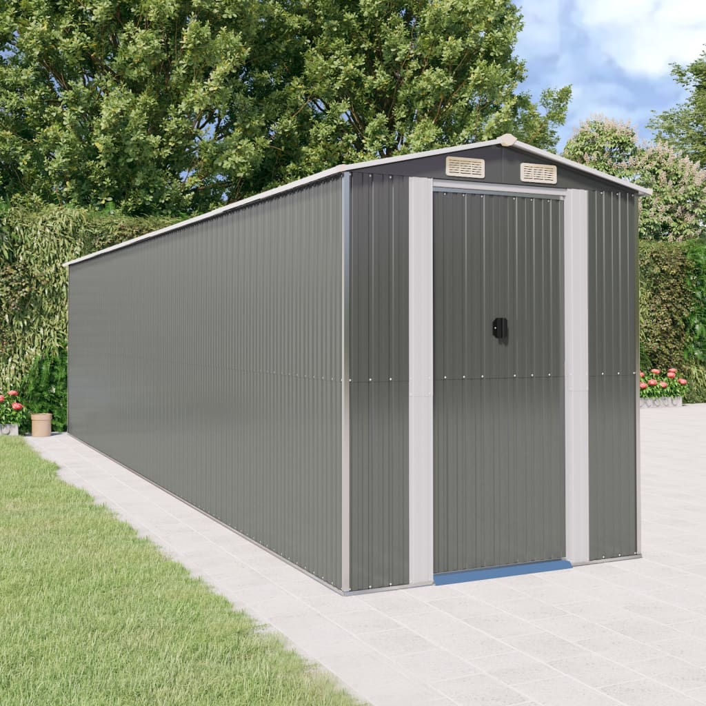 vidaXL Cobertizo de jardín acero galvanizado gris claro 192x772x223 cm