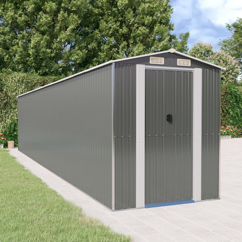 vidaXL Cobertizo de jardín acero galvanizado gris claro 192x938x223 cm