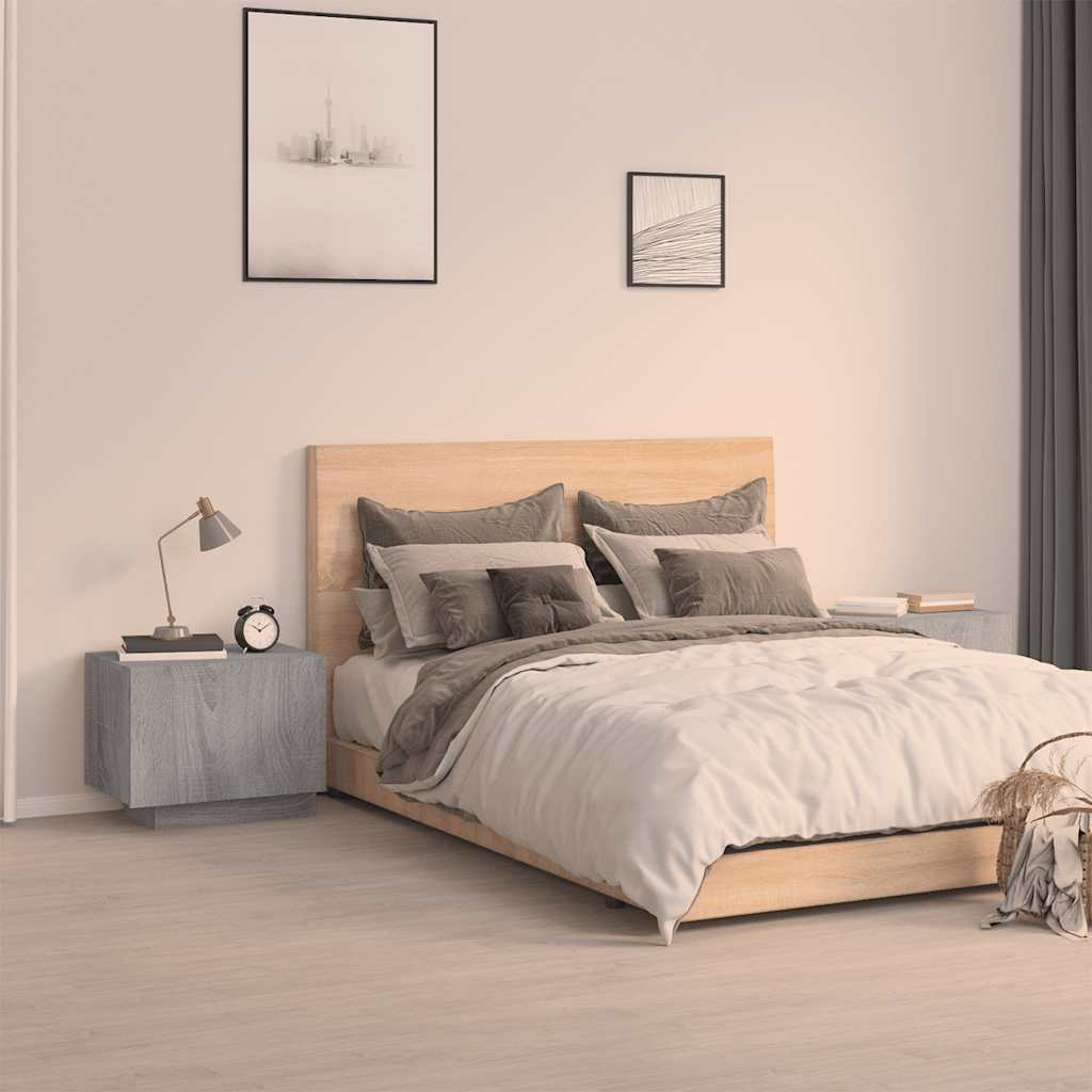vidaXL Mesita de noche madera contrachapada gris Sonoma 100x35x40 cm