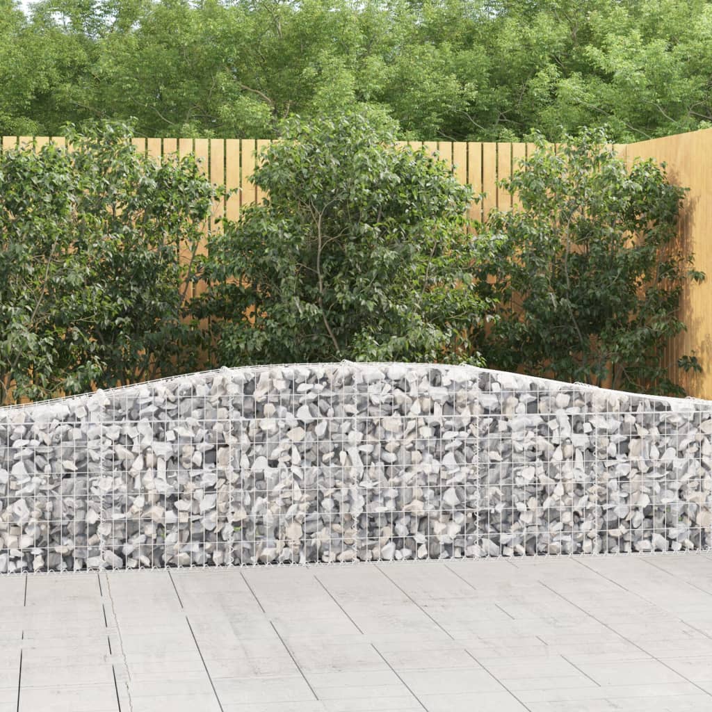 vidaXL Cesta de gaviones forma arco hierro galvanizado 400x30x60/80 cm
