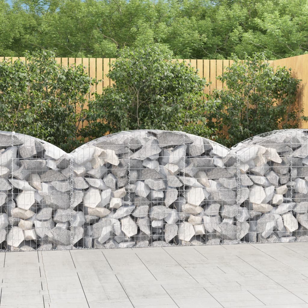 vidaXL Cesta de gaviones forma arco hierro galvanizado 150x50x80/100cm
