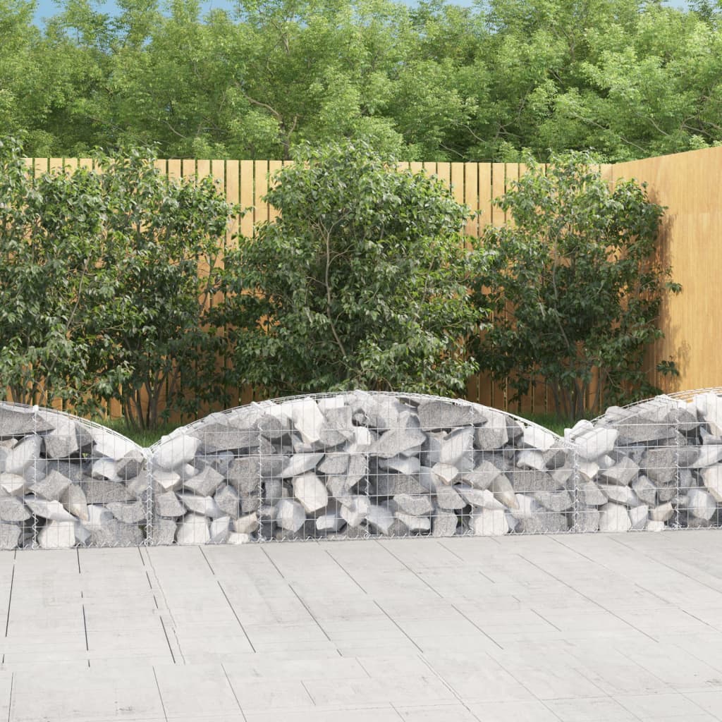 vidaXL Cesta de gaviones forma arco hierro galvanizado 200x30x40/60 cm