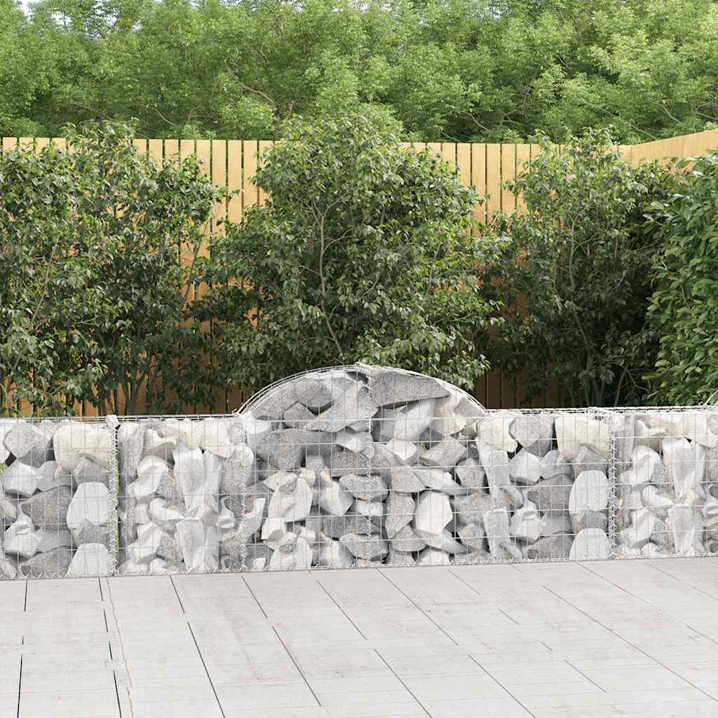 vidaXL Cesta de gaviones forma arco hierro galvanizado 200x30x60/80 cm