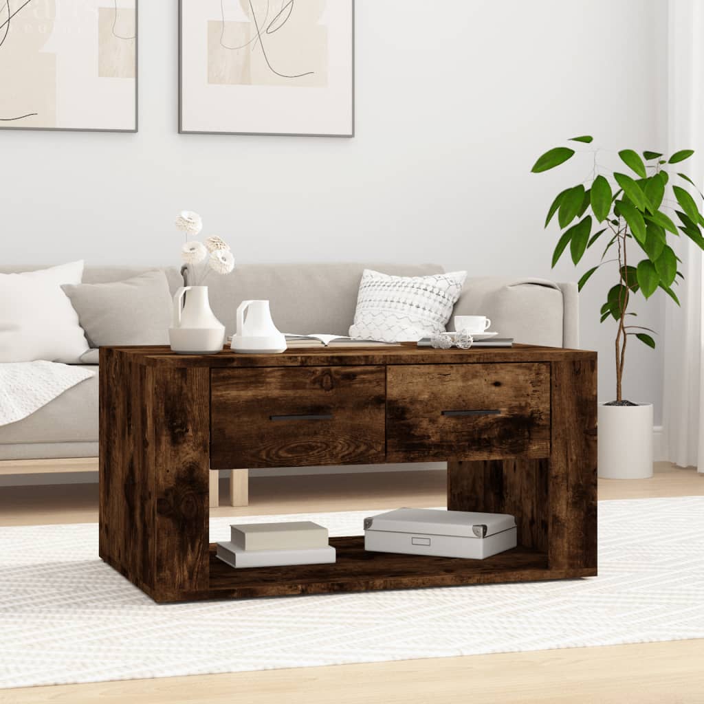 vidaXL Mesa de centro madera contrachapada roble ahumado 80x50x40 cm