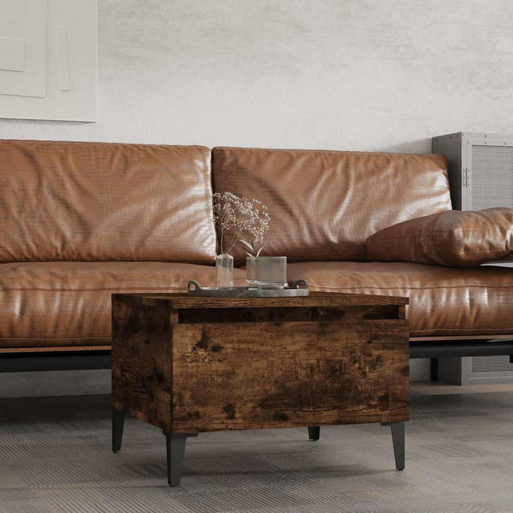 vidaXL Mesa auxiliar madera contrachapada roble ahumado 50x46x35 cm
