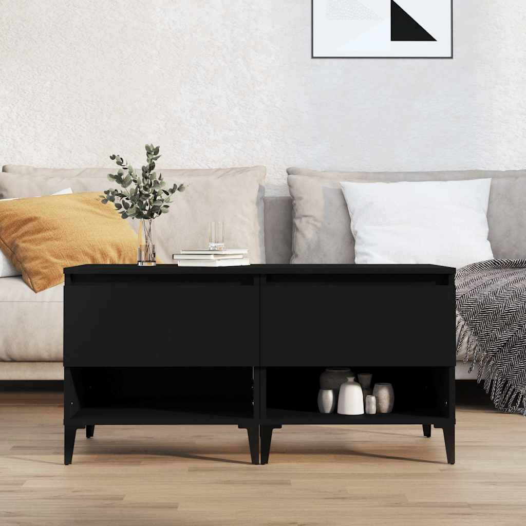 vidaXL Mesas auxiliares 2 uds madera contrachapada negro 50x46x50 cm