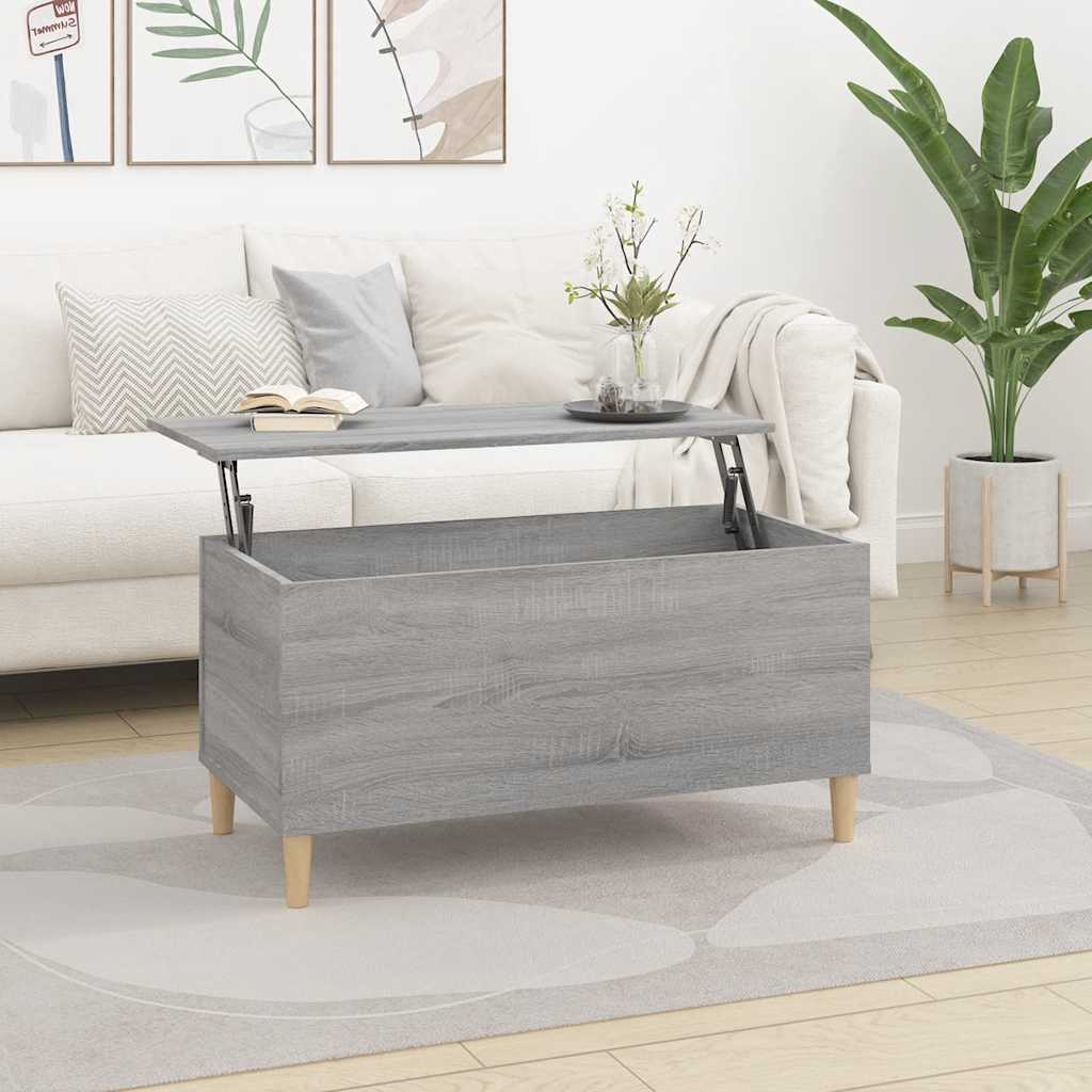 vidaXL Mesa de centro madera contrachapada gris Sonoma 90x44,5x45 cm