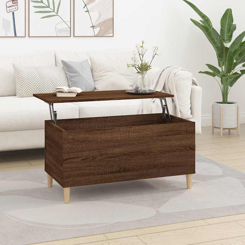 vidaXL Mesa de centro madera contrachapada roble marrón 90x44,5x45 cm
