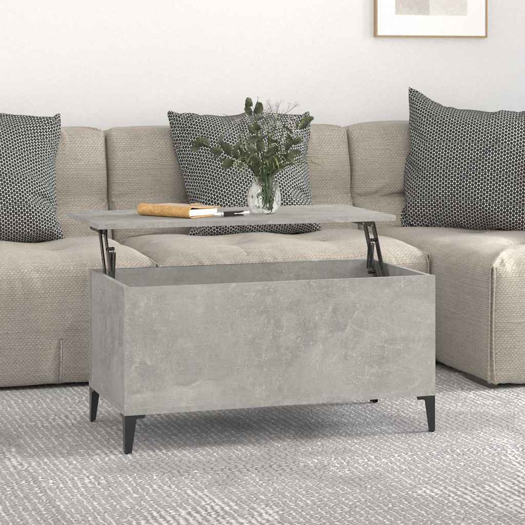 vidaXL Mesa de centro madera contrachapada gris hormigón 90x44,5x45 cm