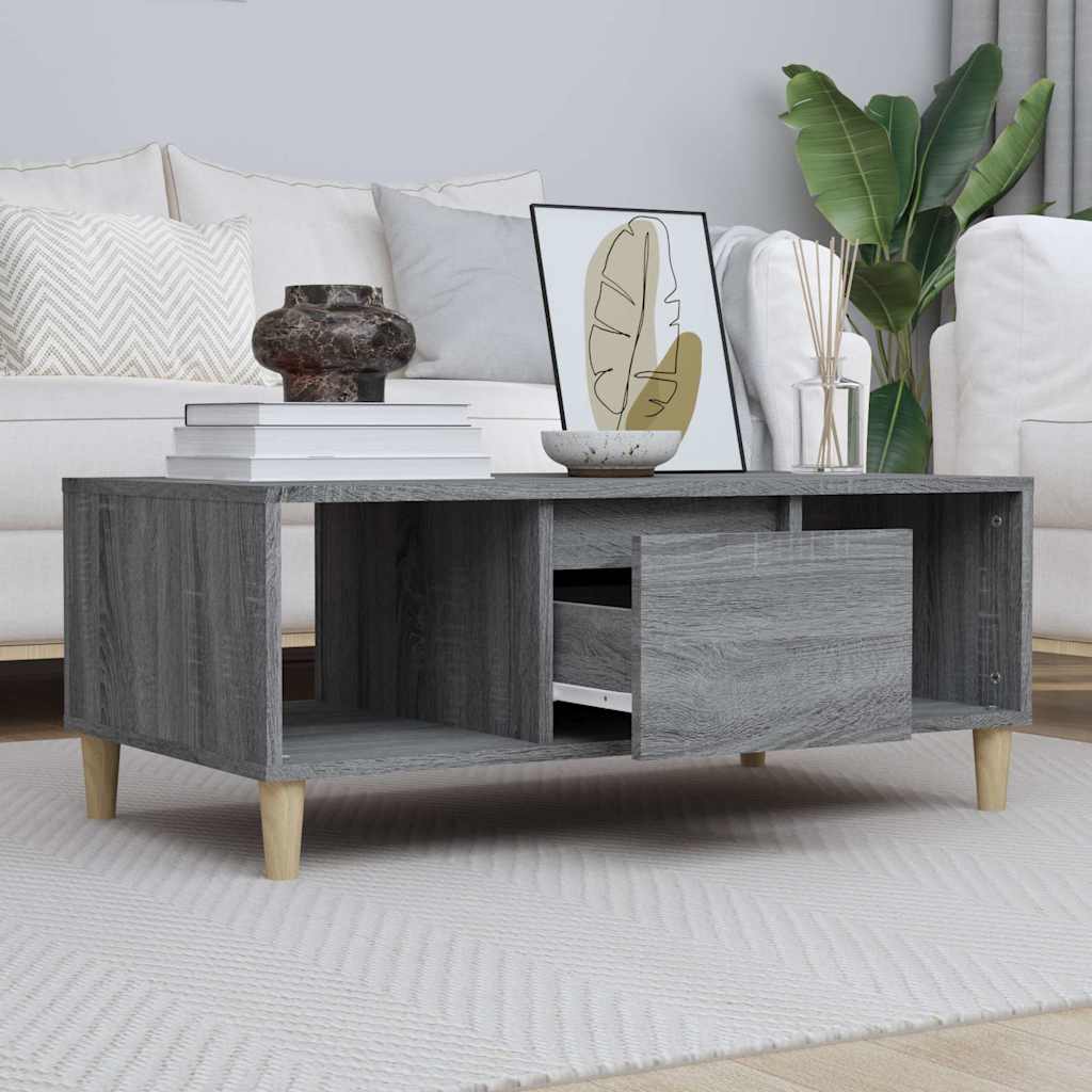 vidaXL Mesa de centro madera contrachapada gris Sonoma 90x50x36,5 cm