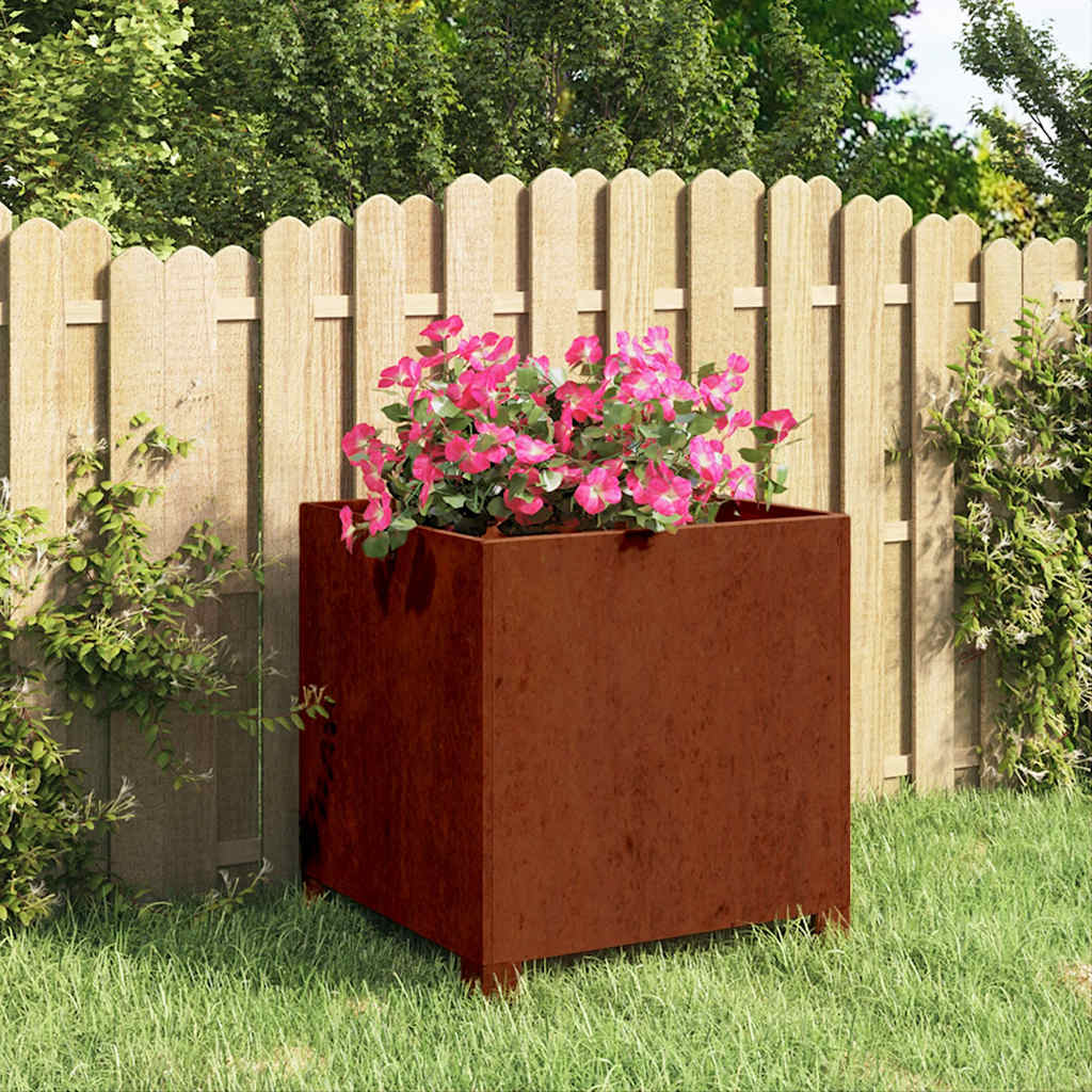 vidaXL Jardinera con patas acero corten oxidado 40x40x40 cm